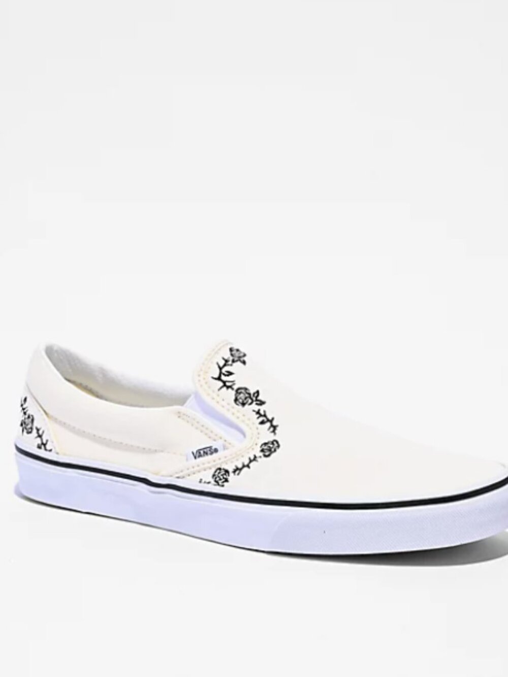 Vans Classic Slip-On Rose & Thorn White Skate Shoes Size 8 in Women New In Box